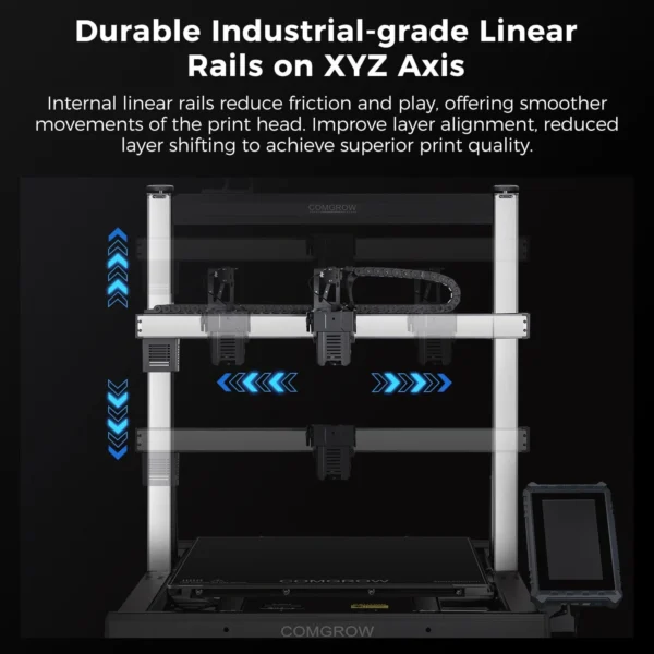 Comgrow T500 Large 3d Printer 7" Klipper Direct Drive Xyz Linear Rails 500*500*500mm